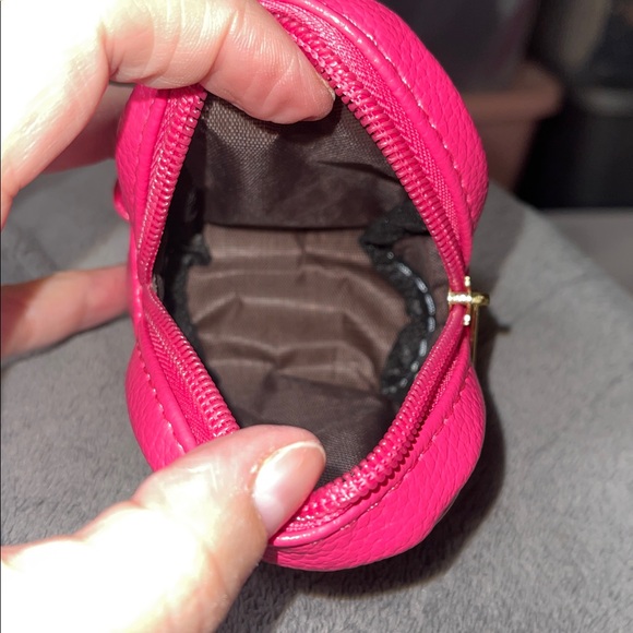 NEW Vegan Pebble Leather Purse Charm MCM Design Pouch Hot Pink - Picture 7 of 7